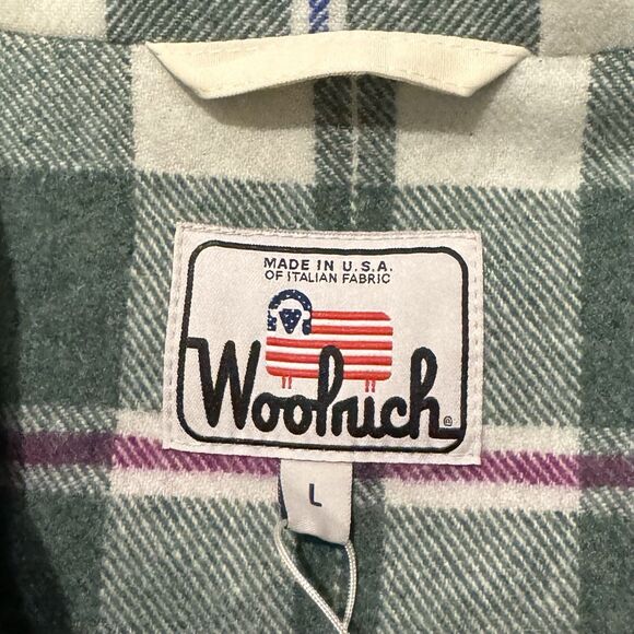 Woolrich Wool Flannel Shirt Overshirt Jacket Plaid Button Up Sz L Made USA NWT - Picture 3 of 12